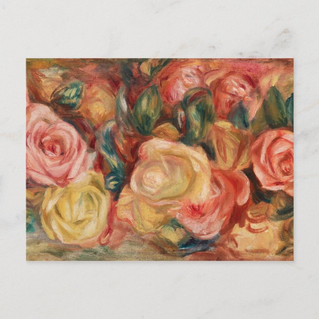 Roses by Renoir Impressionist Painting Postcard (Front)