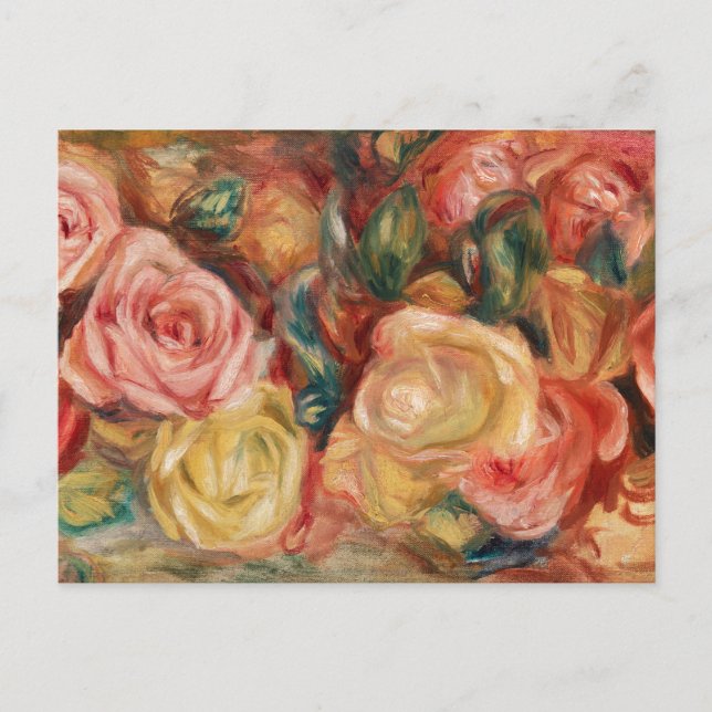 Roses by Renoir Impressionist Painting Postcard (Front)