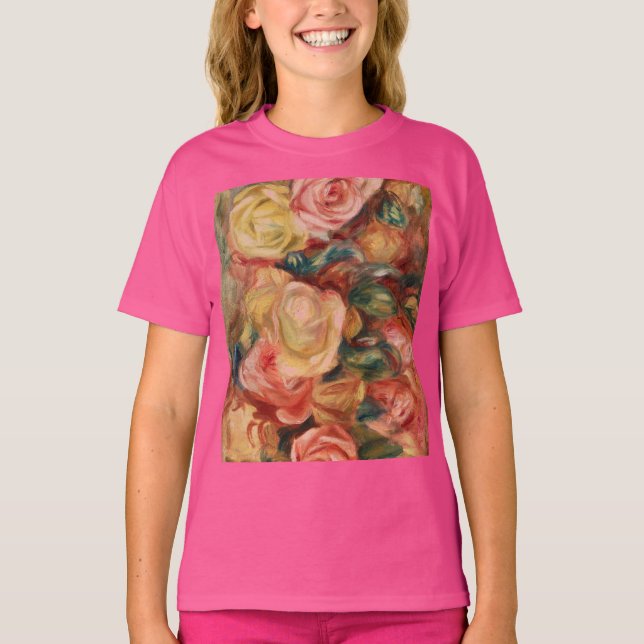 Roses by Renoir Impressionist Painting T-Shirt (Front)