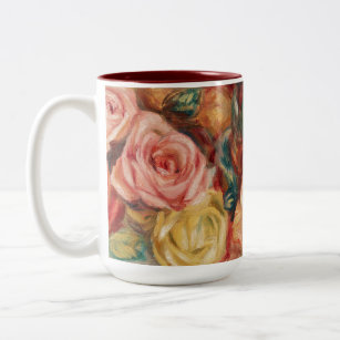 Roses by Renoir Impressionist Painting Two-Tone Coffee Mug