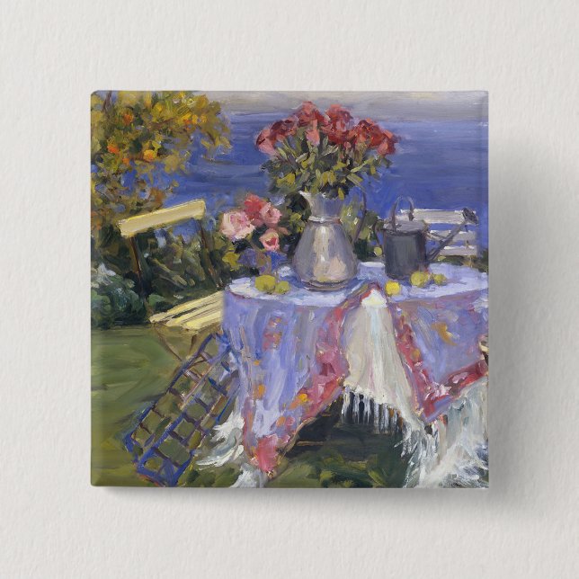 Roses by the Sea Pinback Button (Front)