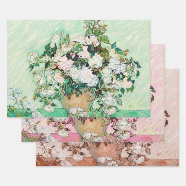 Roses by Vincent Van Gogh, Decoupage Wrapping Paper Sheets (Set)
