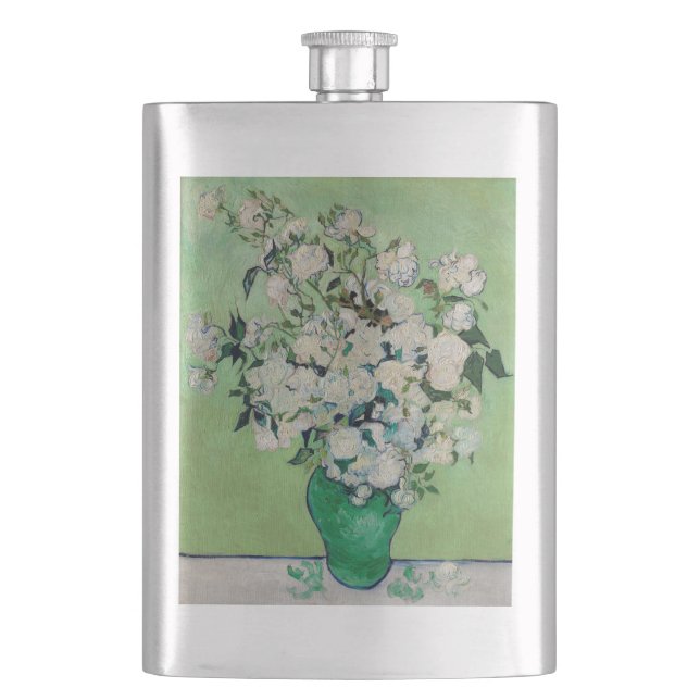 Roses by Vincent Van Gogh Flask (Front)
