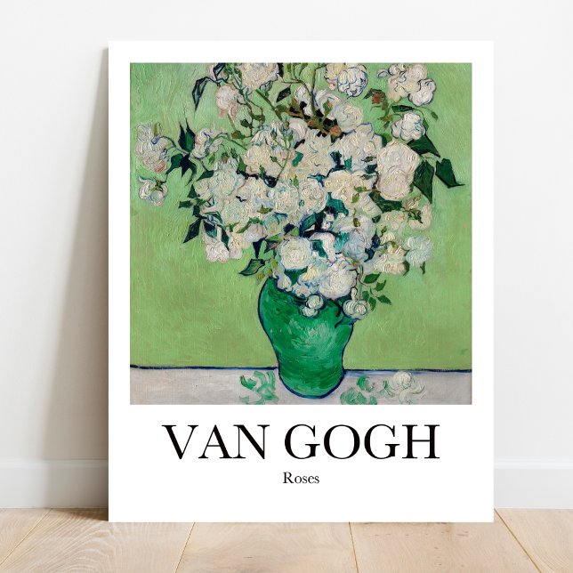 Roses by Vincent Van Gogh Poster (Van Gogh's Bold Blooms: "Roses (1890)" Poster! Vivid colors, museum quality)
