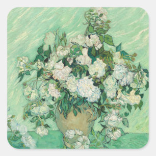 Roses by Vincent Van Gogh Square Sticker