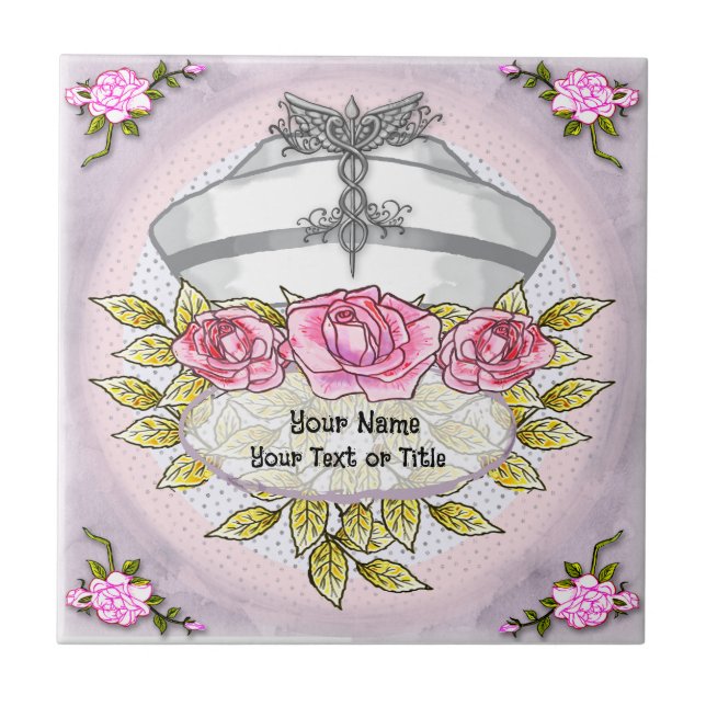 Roses caduceus nurse  ceramic tile (Front)