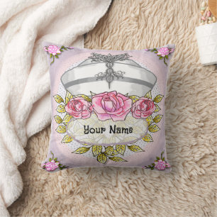 Roses caduceus nurse throw pillow
