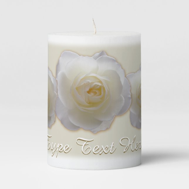 Roses Candles Custom White Rose Candle (Front)