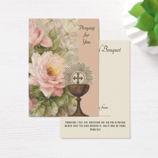 Roses Chalice Spiritual Bouquet Prayer Holy Card (Desk)