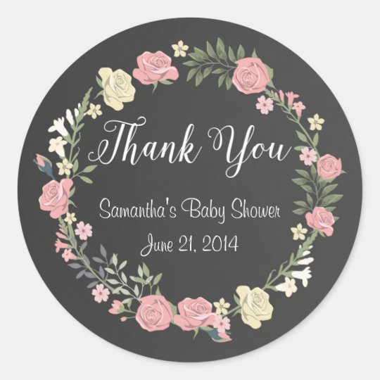 Roses Chalkboard Round Stickers