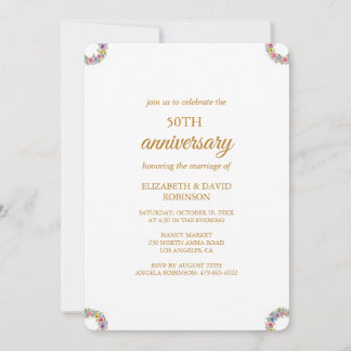 Roses chic celebration 50th anniversary wedding invitation