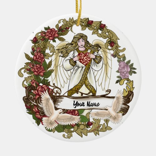 Roses Christian Angel custom name  ornament