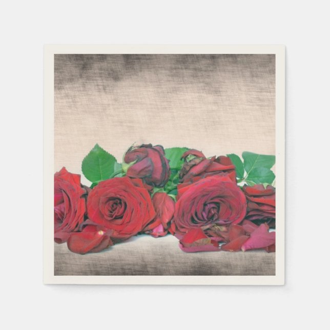 Roses Cocktail Paper Napkin (Front)