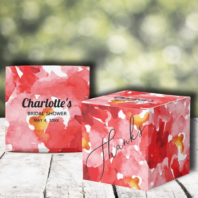 Roses Collage Derby Bridal Shower Square Favor Boxes (Red roses floral bridal shower 2" square favor boxes)