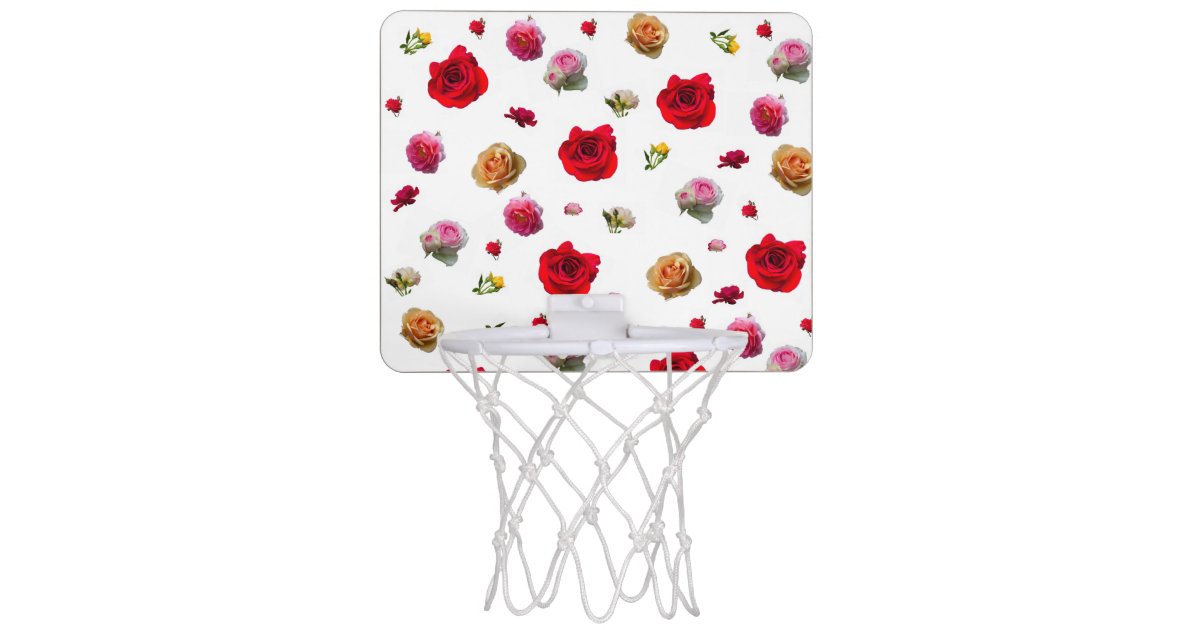 Roses Collage On White Background Mini Basketball Hoop Zazzle Com