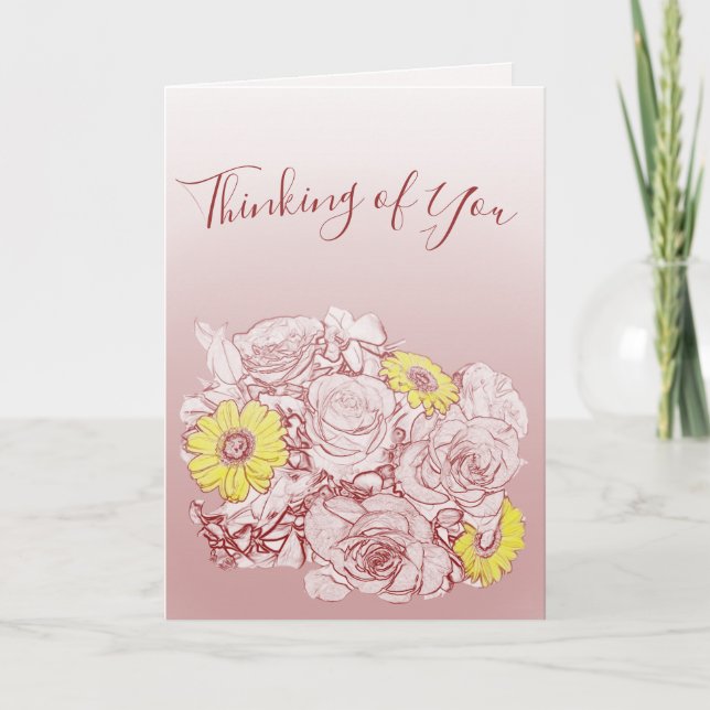 Roses Color Splash Daisy Bouquet Condolence Custom Card (Front)