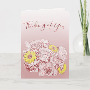 Roses Color Splash Daisy Bouquet Condolence Custom Card