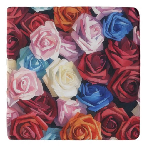 Roses Colorful Flowers Art Trivet