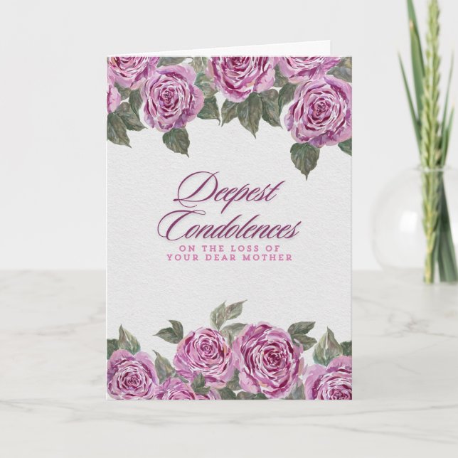 Roses Condolences Bouquet – Loss of Mother Card (Front)