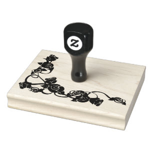 Roses Corner Border, 4" x 5" Rubber Stamp