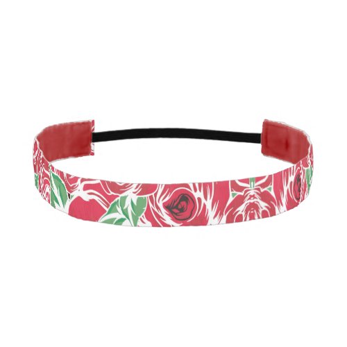 Roses Country red green vintage floral  Athletic Headband
