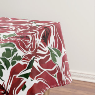 Roses Country red green vintage floral Tablecloth