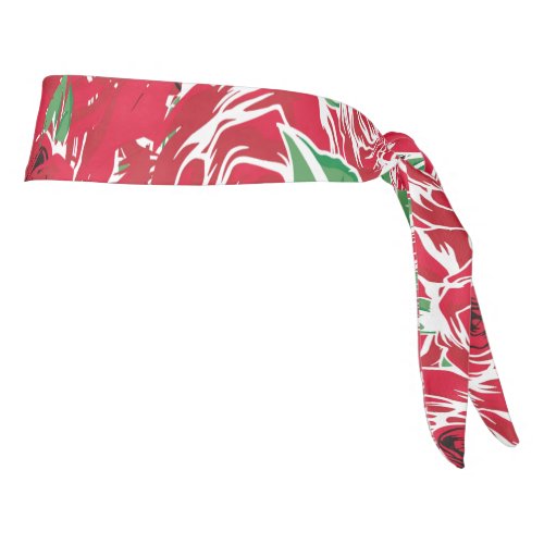 Roses Country red green vintage floral  Tie Headband