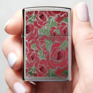 Roses Country red green vintage floral Zippo Lighter
