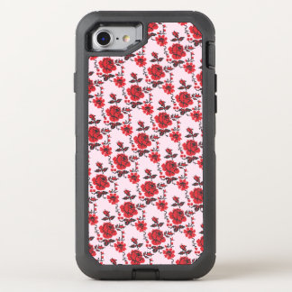 Roses cross-stitch pattern background OtterBox defender iPhone SE/8/7 case