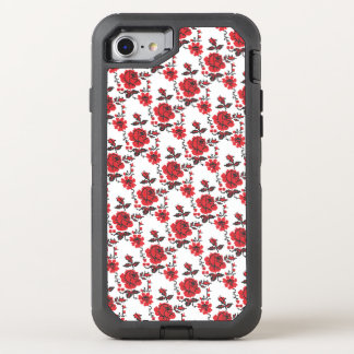 Roses cross-stitch pattern background OtterBox defender iPhone SE/8/7 case