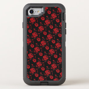 Roses cross-stitch pattern background OtterBox defender iPhone SE/8/7 case