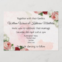Roses custom Wedding Invitation double sided