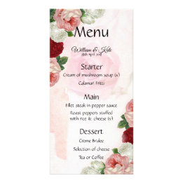 Roses custom Wedding Menu card