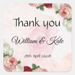 Roses custom Wedding thank you labels stickers
