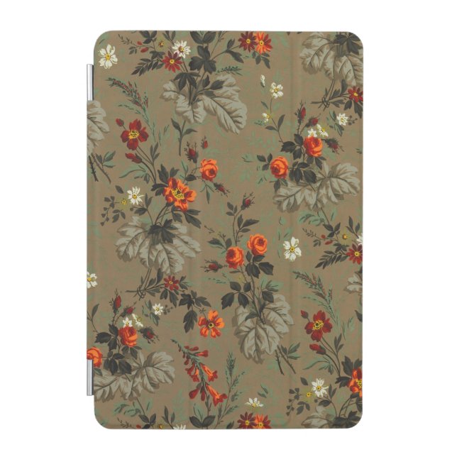 Roses & Daisies Floral Pattern Antique Wallpaper iPad Mini Cover (Front)