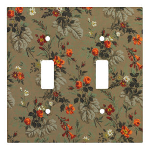 Roses & Daisies Floral Pattern Antique Wallpaper Light Switch Cover