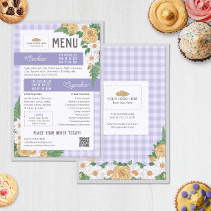 Roses Daisies Purple Gingham Cottage Bakery Menu