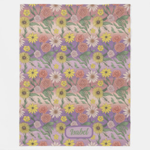 Roses, Daisies, Sunflowers And Lilies Fleece Blanket