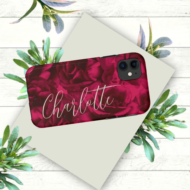Roses Dark Moody Custom Name Case-Mate iPhone Case (Creator Uploaded)