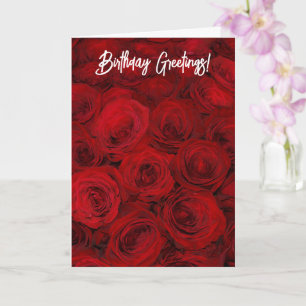Roses Deep Red Rose Flowers Birthday Card