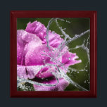 Rose's Dew Drop Butterfly Jewelry Box<br><div class="desc">Beautiful photo of a pink rose with a butterfly made of water is featured on this wooden gift box.Your choice of four colors, with tile inlaid into the lid and soft felt inside to protect jewelry and keepsakes. Making this a great gift for birthdays, anniversaries, Mother's Day, graduations and Christmas!...</div>