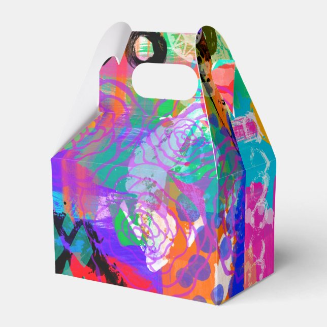 Roses Diamonds Digital Painting Splatters Party Favor Boxes (Front Side)