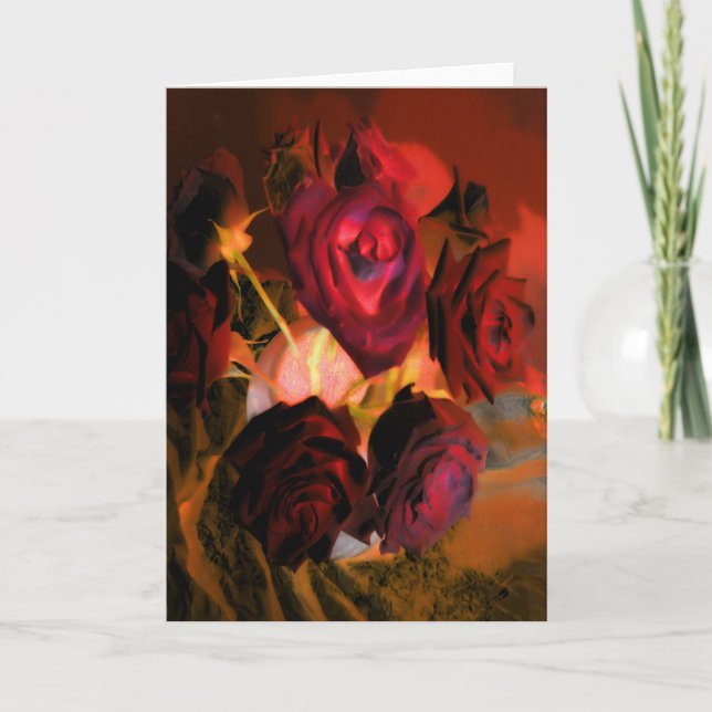 "Roses" Digitally Altered Sill Life of Flowers Card (Front)