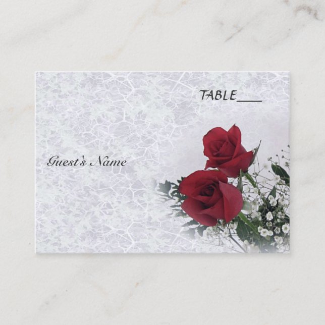 Roses Dream Wedding Table Seating Place Card (Front)