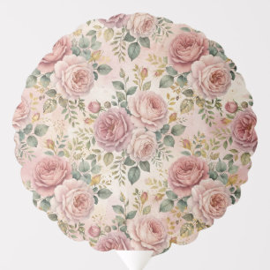 Roses Dusty Rose Elegant Charm Sage Green Gold Balloon