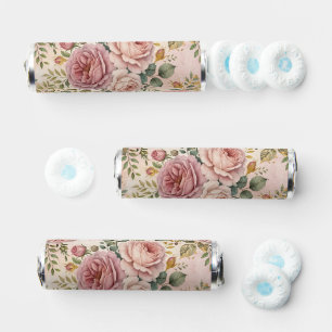 Roses Dusty Rose Elegant Charm Sage Green Gold Breath Savers® Mints