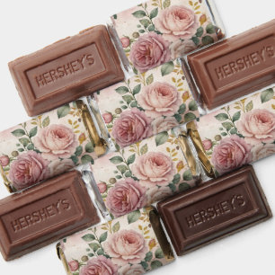 Roses Dusty Rose Elegant Charm Sage Green Gold Hershey's Miniatures