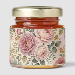 Roses Dusty Rose Elegant Charm Sage Green Gold Honey Jar Favors