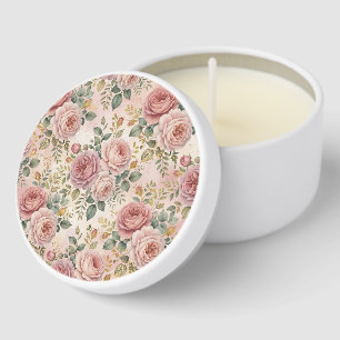 Roses Dusty Rose Elegant Charm Sage Green Gold Mini Candle Favors