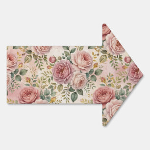 Roses Dusty Rose Elegant Charm Sage Green Gold Sign
